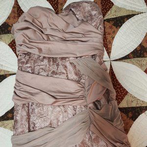Great Condition!! Beautiful Woman Strapless Rose Gold Short Dress Size S
